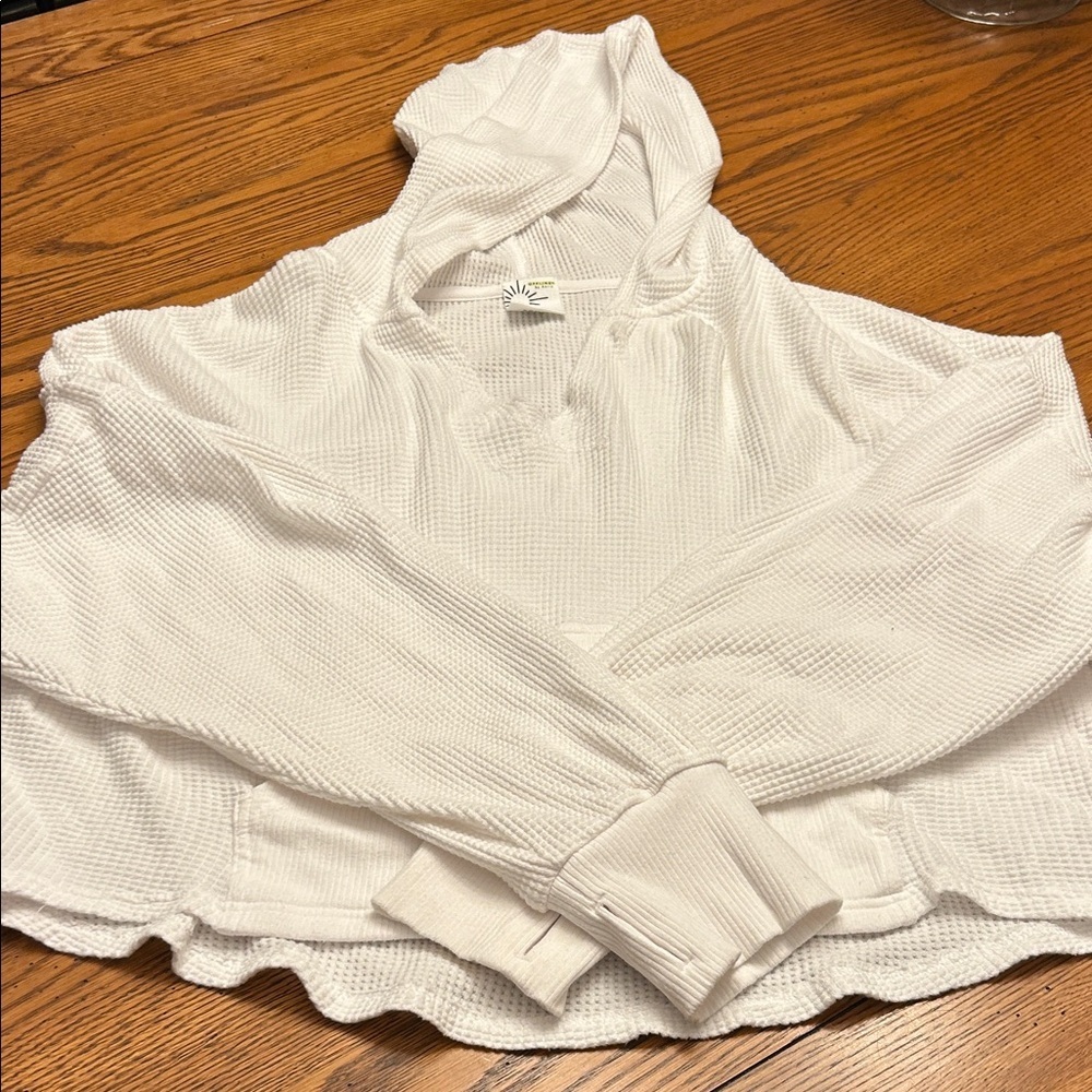 Aerie White Waffle Knit Pullover